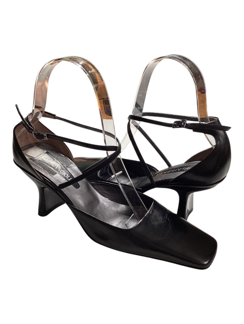 ENZO ANGIOLINI Appello Women's Strappy Pumps Heels BRAZIL Black Leather 6.5M GUC